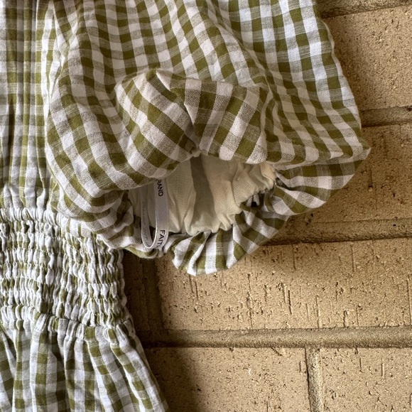 Faithfull the Brand Green Gingham Puff Sleeve Dress - Picture 3 of 7